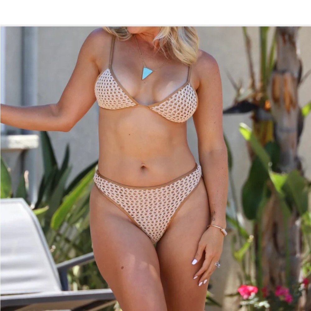 Crochet Elegant Beige Bikini Set